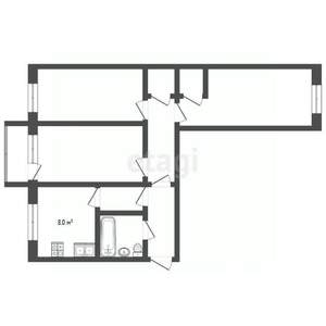 3-к квартира, вторичка, 55м2, 4/5 этаж