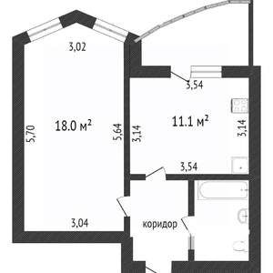 1-к квартира, вторичка, 37м2, 2/5 этаж