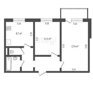 2-к квартира, вторичка, 52м2, 7/10 этаж