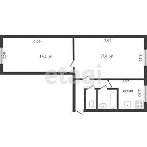2-к квартира, вторичка, 45м2, 1/5 этаж