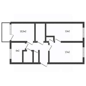 3-к квартира, вторичка, 61м2, 2/5 этаж