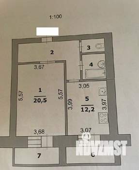 1-к квартира, вторичка, 52м2, 7/10 этаж