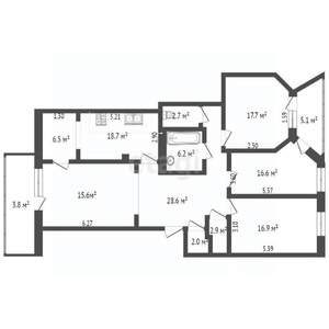 4-к квартира, вторичка, 148м2, 9/9 этаж