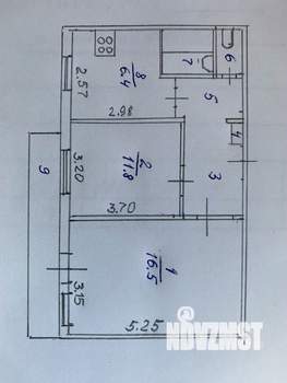 2-к квартира, вторичка, 45м2, 3/9 этаж