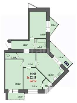 3-к квартира, вторичка, 94м2, 10/10 этаж