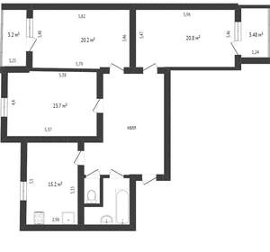3-к квартира, вторичка, 74м2, 12/17 этаж