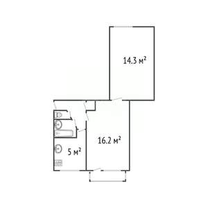 2-к квартира, вторичка, 46м2, 5/5 этаж