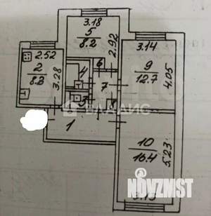 3-к квартира, вторичка, 61м2, 1/9 этаж