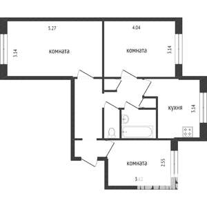 3-к квартира, вторичка, 60м2, 1/9 этаж
