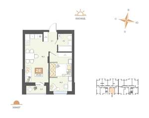 2-к квартира, вторичка, 41м2, 3/8 этаж