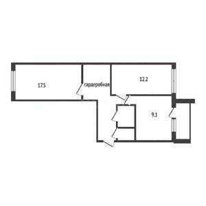 2-к квартира, вторичка, 57м2, 2/5 этаж