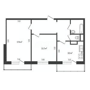 2-к квартира, вторичка, 51м2, 6/10 этаж