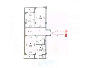 3-к квартира, вторичка, 98м2, 6/8 этаж