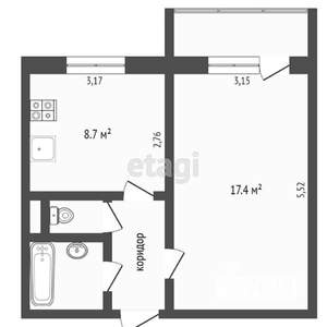 1-к квартира, вторичка, 34м2, 2/10 этаж