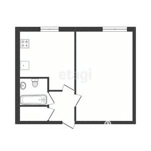 1-к квартира, вторичка, 43м2, 4/4 этаж