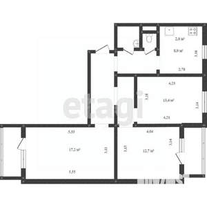 3-к квартира, вторичка, 71м2, 4/10 этаж