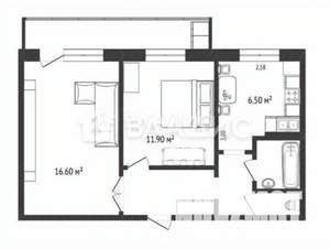 2-к квартира, вторичка, 45м2, 9/9 этаж