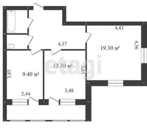 2-к квартира, вторичка, 53м2, 8/9 этаж