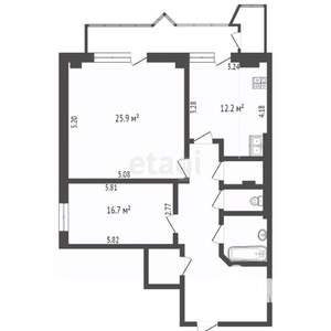 2-к квартира, вторичка, 87м2, 14/17 этаж