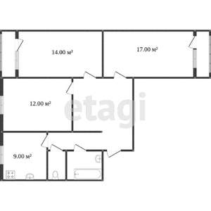 3-к квартира, вторичка, 65м2, 9/9 этаж