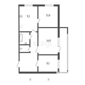 3-к квартира, вторичка, 64м2, 9/13 этаж