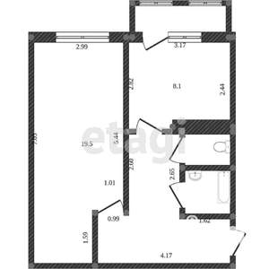 1-к квартира, вторичка, 32м2, 2/4 этаж