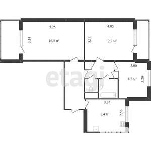 3-к квартира, вторичка, 62м2, 5/9 этаж