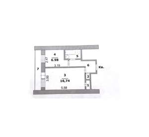 1-к квартира, вторичка, 33м2, 7/9 этаж