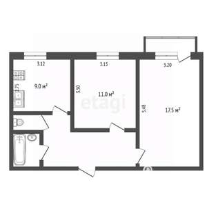 2-к квартира, вторичка, 51м2, 3/10 этаж