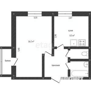 1-к квартира, вторичка, 33м2, 9/10 этаж