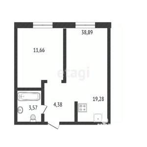 1-к квартира, сданный дом, 38м2, 2/8 этаж