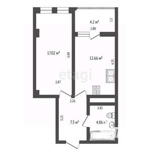 1-к квартира, вторичка, 46м2, 18/19 этаж