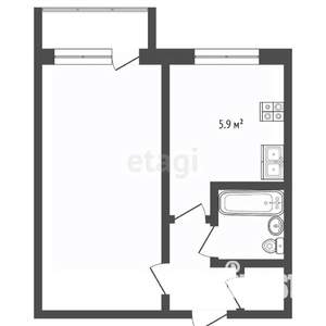 1-к квартира, вторичка, 30м2, 2/5 этаж