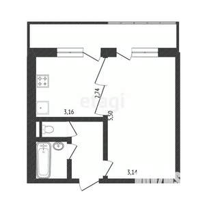 1-к квартира, вторичка, 47м2, 2/9 этаж