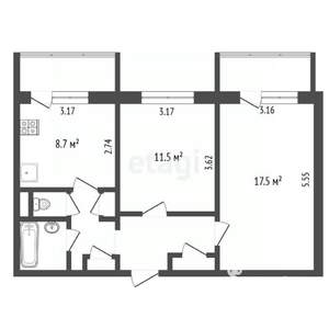 2-к квартира, вторичка, 51м2, 10/10 этаж