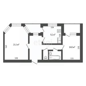 2-к квартира, вторичка, 64м2, 3/14 этаж