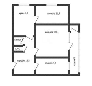 3-к квартира, вторичка, 68м2, 8/12 этаж