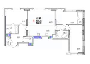 3-к квартира, вторичка, 110м2, 2/18 этаж