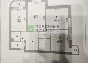 3-к квартира, вторичка, 105м2, 4/7 этаж