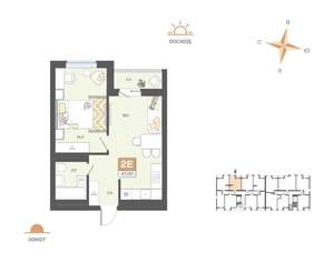 2-к квартира, вторичка, 41м2, 8/8 этаж