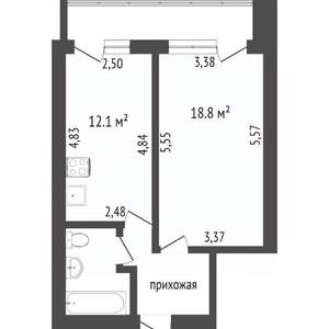 1-к квартира, вторичка, 52м2, 9/14 этаж