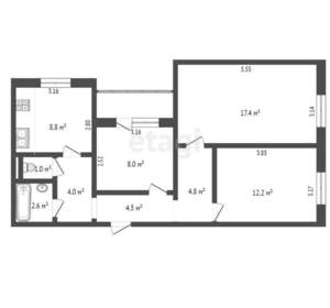 3-к квартира, вторичка, 63м2, 4/10 этаж
