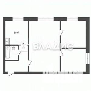 3-к квартира, вторичка, 51м2, 2/2 этаж