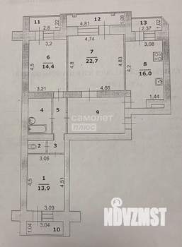 3-к квартира, вторичка, 100м2, 9/11 этаж