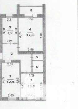 3-к квартира, вторичка, 63м2, 2/5 этаж