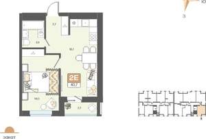 2-к квартира, вторичка, 41м2, 4/8 этаж