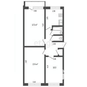 3-к квартира, вторичка, 62м2, 2/5 этаж