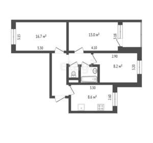 3-к квартира, вторичка, 61м2, 3/10 этаж
