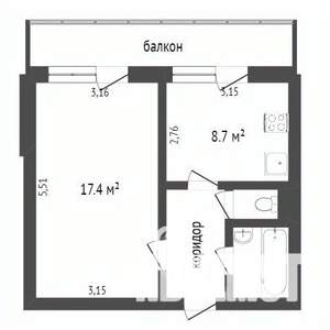 1-к квартира, вторичка, 36м2, 5/10 этаж