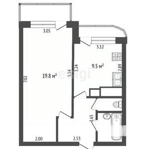 1-к квартира, вторичка, 38м2, 2/5 этаж